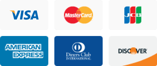 VISA,MasterCard,JCB,AMEX,Diners Club,DISCOVER